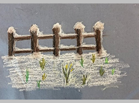 Painting – Snow & daffodils in bud